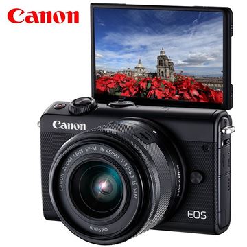 图片 佳能/Canon EOSM100 (佳能（Canon）EOSM100微单电可换镜相机（15-45镜头黑色套机）（2420万像素触控翻转LCD全像素双核对焦）)