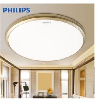 图片 飞利浦/Philips 白光 金色边 12W 6500K (飞利浦（PHILIPS） LED吸顶灯 卧室阳台走廊灯具 时尚简约 白光 金色边 12W 6500K)