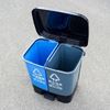 图片 嘉桔力 20L脚踏分类双桶垃圾桶（蓝灰 可回收物 其他垃圾） 连体分类垃圾桶 室内
